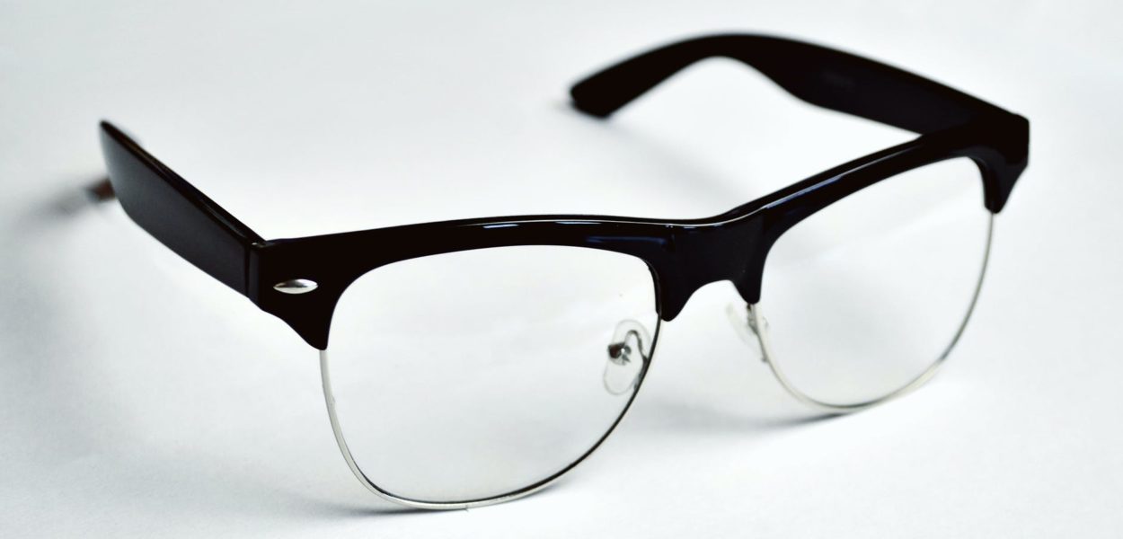 black framed clubmaster style eyeglasses