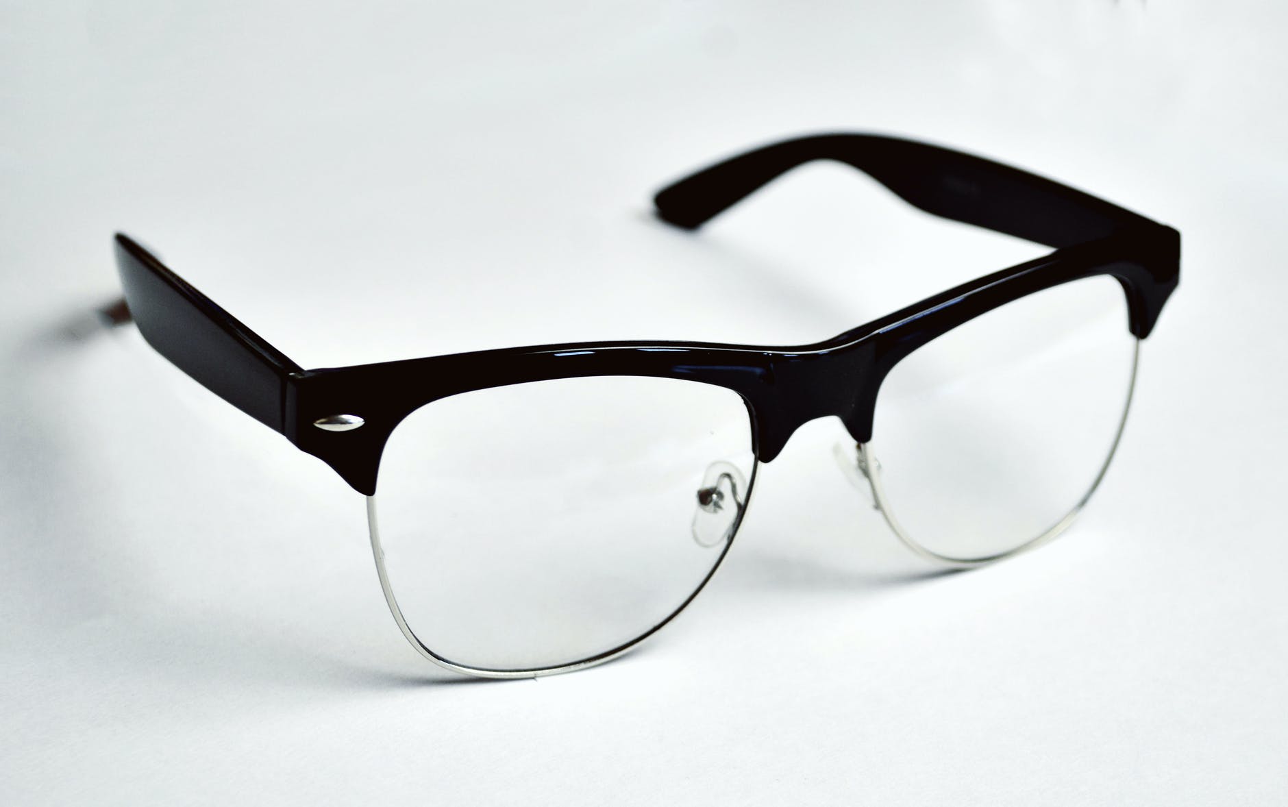 black framed clubmaster style eyeglasses